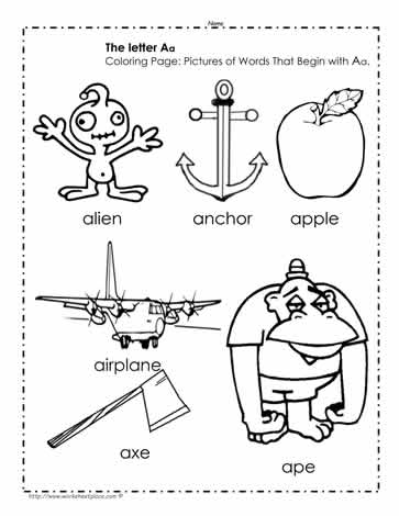 The Letter A Coloring Pictures